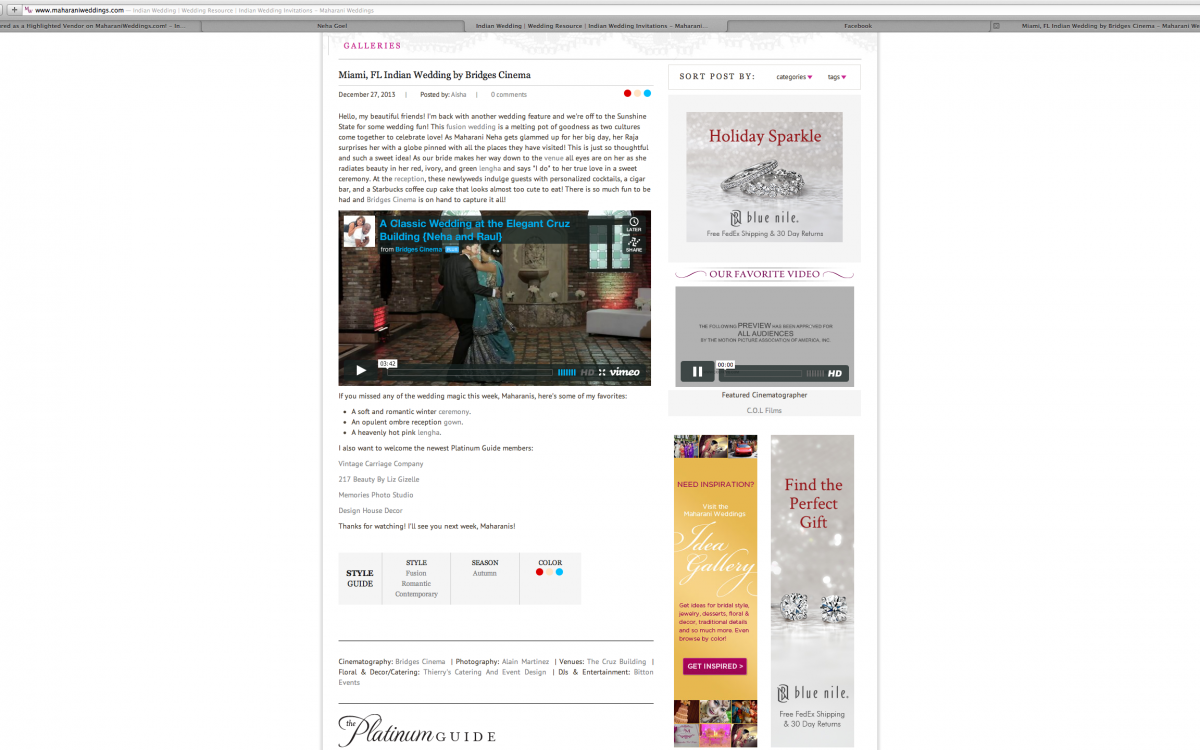 We're Featured!!! Thrilled to see our couple {Neha and Raul} featured on Maharani Weddings